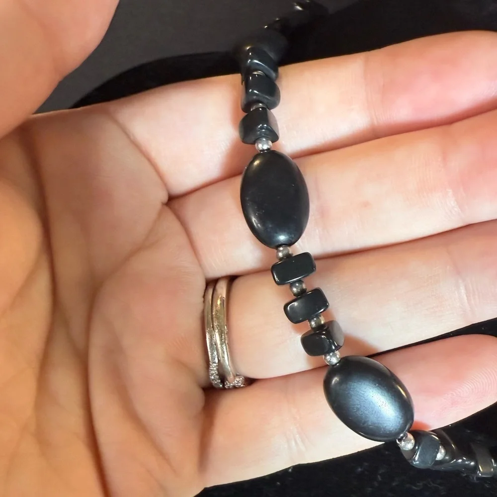 Chaps Black Stone Beaded Double-Strand Necklace